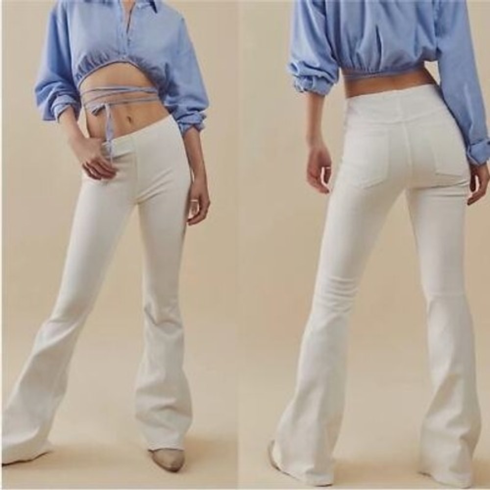 NWT We The Free Jenny High Rise Skinny‎ Flare Jeans Off White Size 27